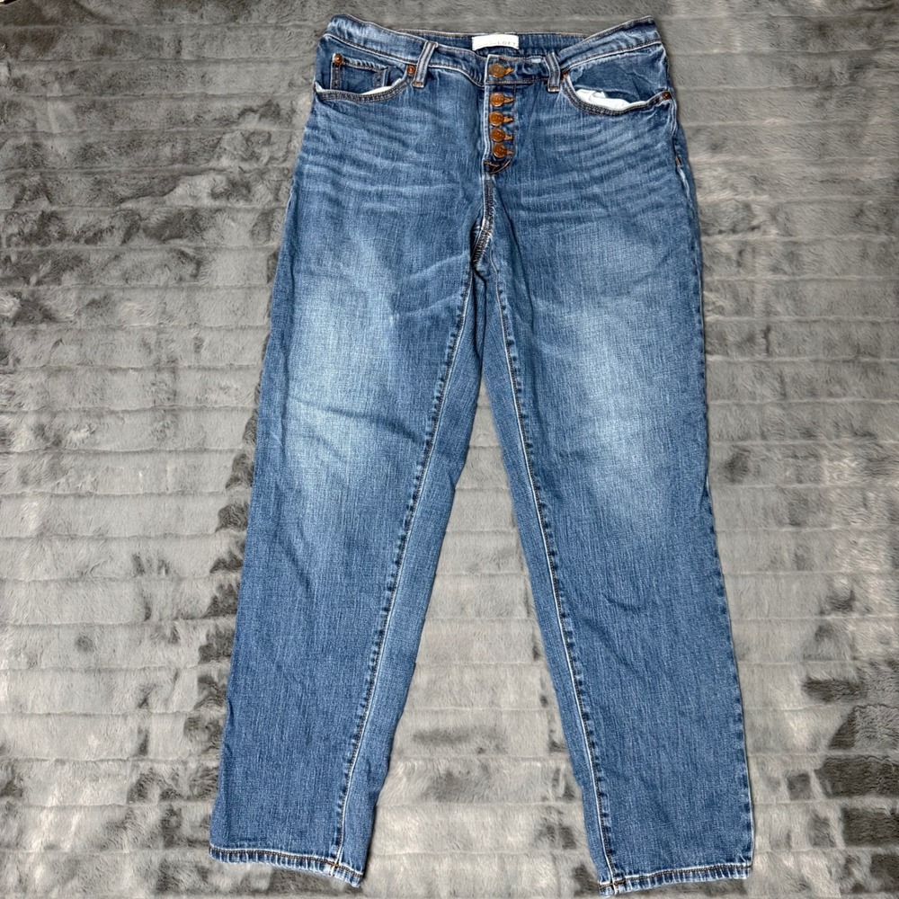 Loft Boyfriend Jeans Womens 6 28 Medium Wash Exposed Button Fly Denim Pants